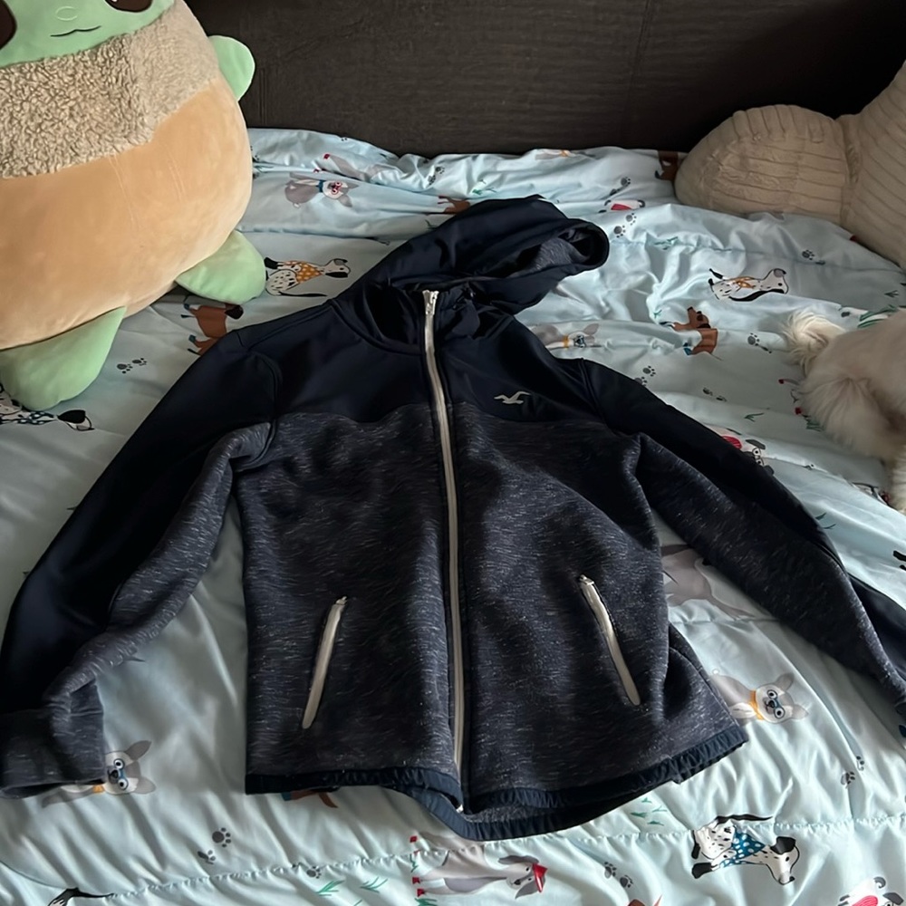 Simple, casual, blue Hollister zipper Jacket for winter and style